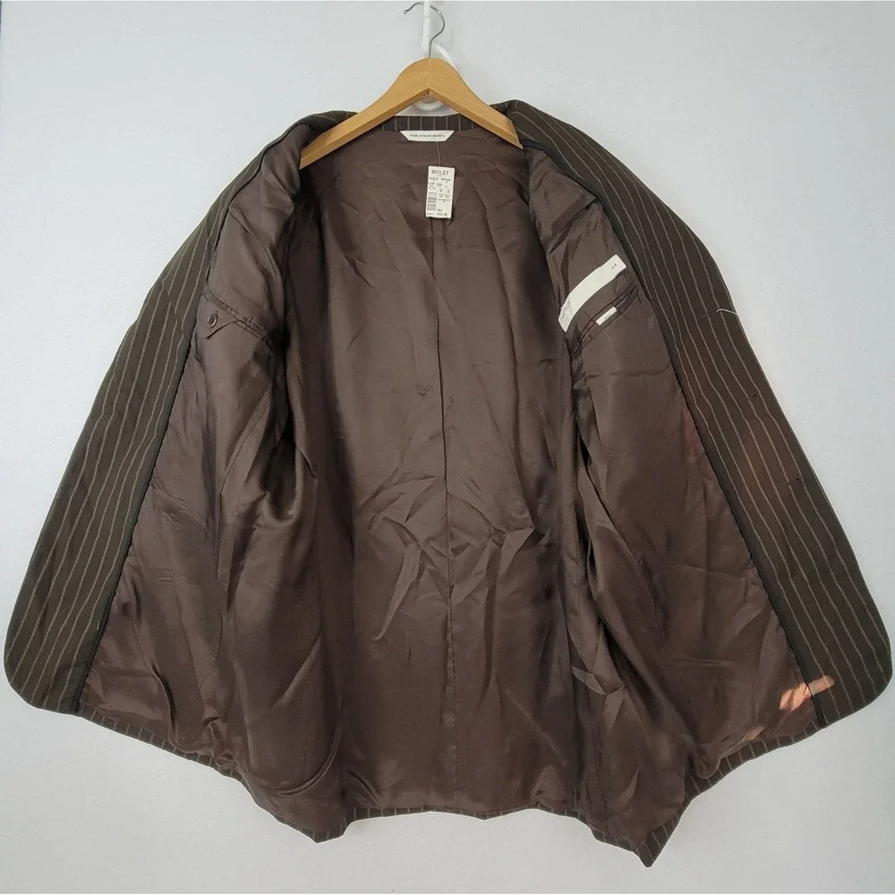 NWT Perry Ellis Brown Pinstripe Single-Breasted Suit Jacket Blazer XL 44 Regular